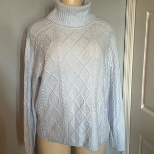 CeCe baby blue Cowl Turtleneck Sweater with Cozy Texture